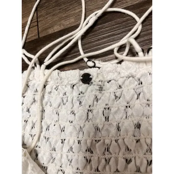 NWT Free People Adella Lace Cami Ivory Boho Peplum Crochet Tank Small Coquette - Picture 9 of 15